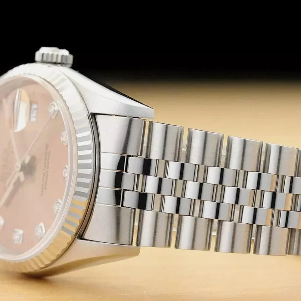 Men's Factory Salmon Color Rolex Diamond Dial Watch